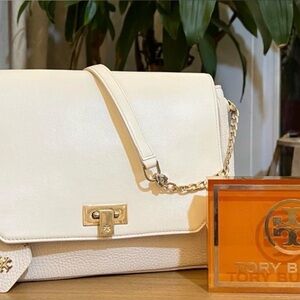 TORY BURCH VINTAGE WHITE LEATHER HANDBAG